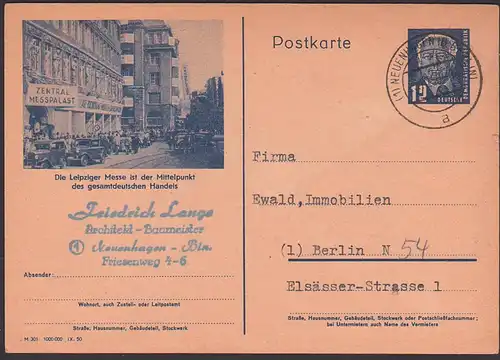 Bildpostkarte Leipziger Messe DDR P47/03 Zentral Messpalast, Neuenhagen (b. Berlin), Mittelpunkt gesamtdeuscher Handel