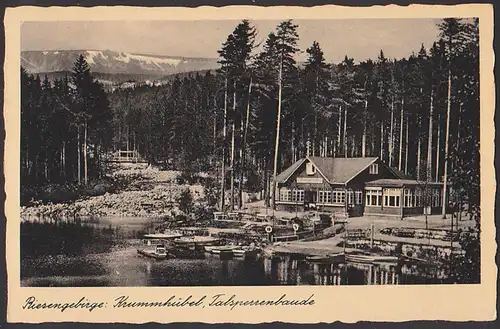 Krummhübel karpacz Talsperrenbaude Riesengebirge Karkonosze Foto-Ak 1936