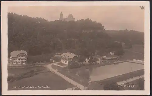 Dauba Duba Burg Hrad Kokorin und Melnika Kokorschin Foto-AK 1928 Ruine Melnik