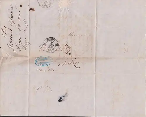 Dijon Banquiers Lettre pré-philatélique 1842 Seurre