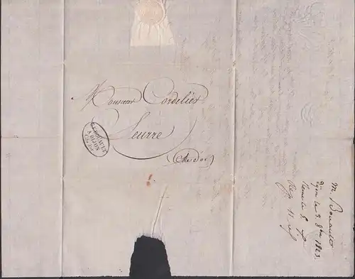 Dijon Cote  dòr Lettre pré-philatélique 1823 Seurre