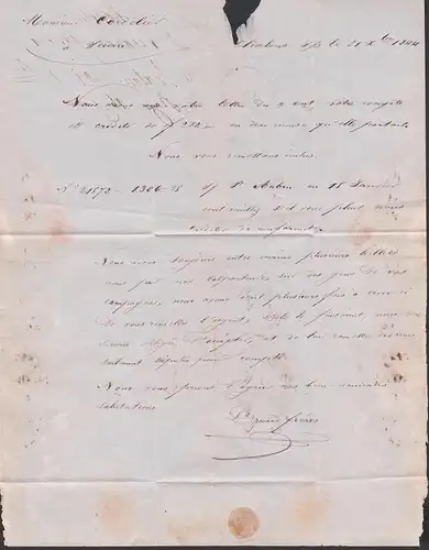 Chalon sur - Saone Lettre pré-philatélique 1844 Seurre