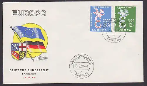 Saarland EUROPA 1958 charlemagne FDC Mi. 439-40