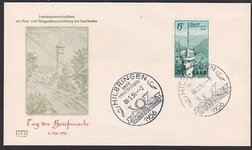 Saarland 369 FDC Fernmeldeturm SSt. Hilbringen über Merzig (Saar)