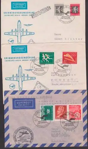 par avion cover Berlin Moskau mockwa   first fly 1956, 1960 Deutsche Lufthansa, dabei EF