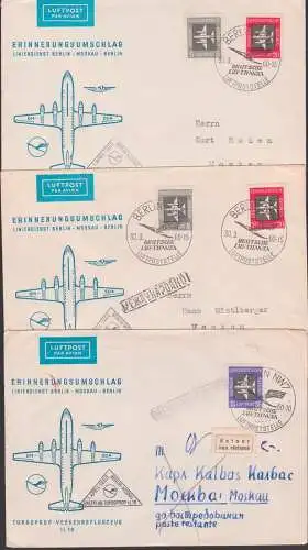 par avion cover Berlin Moskau mockwa   first fly 1956, 1960 Deutsche Lufthansa, dabei EF