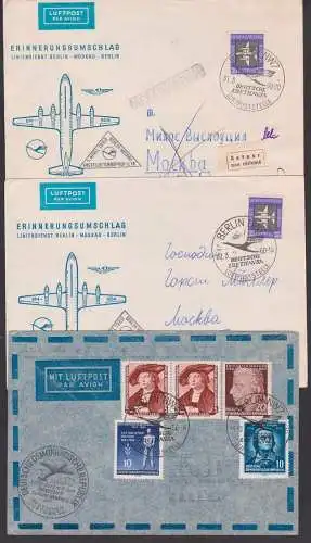 par avion cover Berlin Moskau mockwa  first fly 1956, 1960 Deutsche Lufthansa, dabei 35 Pf in EF