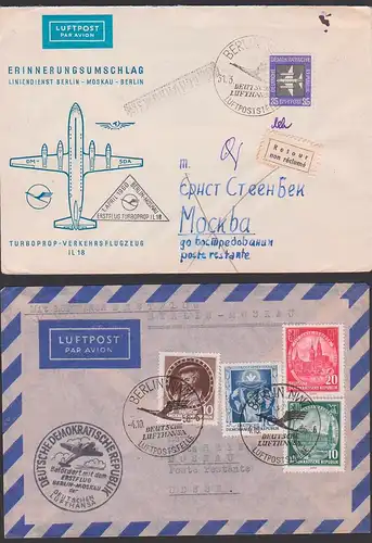 par avion cover Berlin Moskau mockwa  first fly 1956, 1960 Deutsche Lufthansa, dabei 35 Pf in EF