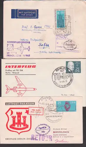 par avion cover Germany Berlin Zagreb Sofia Dubrovnik first fly Deutsche Lufthansa, dabei EF portogenau