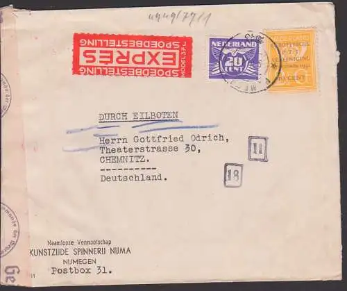 Nederland Expres Numegen nach Chemnitz mit Zensur Oberkommando der Wehrmacht Kunstseidensoinnerei Kunstzijde