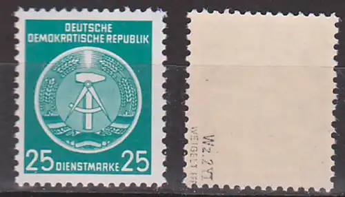 Germany 25 Pf. Dienstmarke StaatswappenHammer und Zirkel geprüft postfrisch DDR A10 YI **