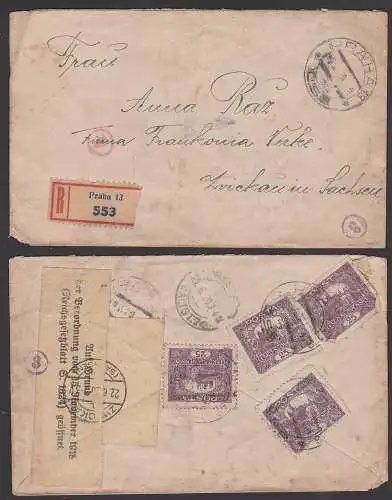 Praha Prag R-Brief mit Kontroll-Aufkleber geöffnet lt. Reichsgesetzblatt S. 1324 - Bf unsauber