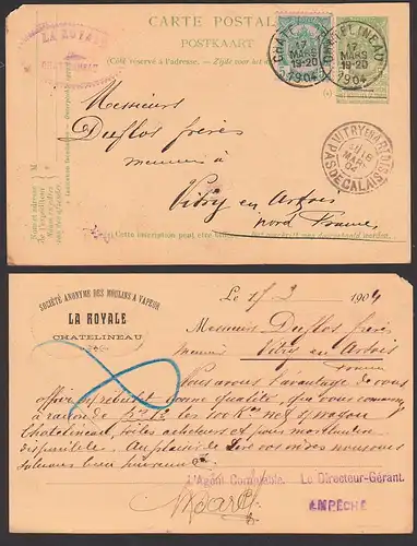 Belgien Chatelineau postkaart 1904 mit privatem Eindruck  La Royale