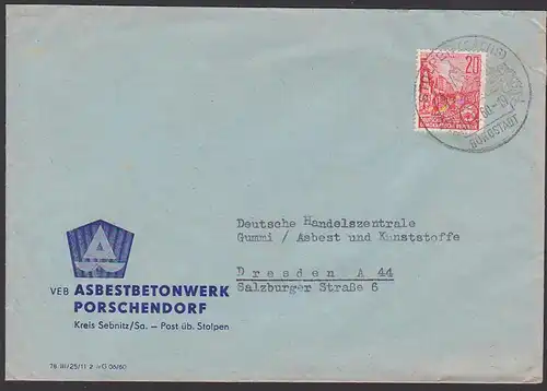 Burgstadt Stolpen (Sachsen) 7.6.60 mit Burganlage, Abs. Asbestbetonwerk Porschendorf Kreis Sebnitz