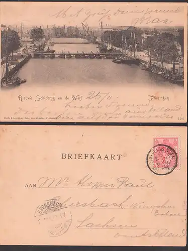 carte postale Vlissingen Nieuwe Schipbrug en de Werf, 1902, Werft, Vlissienge