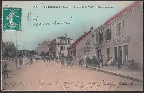 Audincourt (Doubs) Route de la Vallee d Herimoncourt, carte 1908 nach Alemagne Hérimoncourt bike Fahrrrad