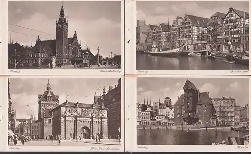 Danzig 10 Ansichten aus Heft, dabei Hauptbahnhof, Speicherinsel, Langgasse RathausSt. Marien, unbeschrieben