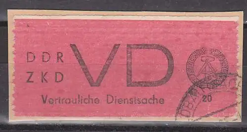 Germany ZKD DDR VD1I PF "fehlende Granne" gestempelt Zentraler Kurierdienst der DDR Vertrauliche Dienstsache, Briefstück