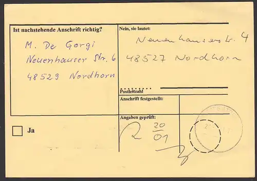 Heinemann Gustav 160 Pfg., Anschriftenprüfung Germany BRD 692 3. Bundespräsident, "zurück" an Auslandsadresse
