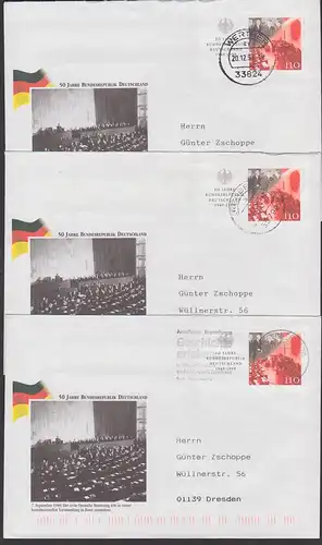 Bundsstag in Bonn 7.9.49 GA 100 Pf. "50 Jahre Bundesrepublik Deutschland", MWSt. Geschichte erleben ..."