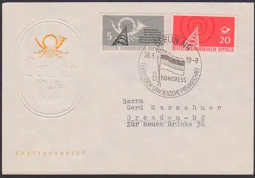Kongress für Deutsch-Sowjetische Freundschaft SoSt. BERLIN 28.3.58 mit SoMkn. DDR 620/21