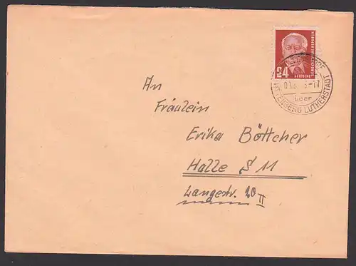 Apollensdorf über Wittenberg Lutherstadt 8.3.53, 24 Pf. Wilhelm Pieck Fernbrief