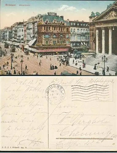 Brüssel Börsenplatz Feldpostkarte gelaufen 1917 Bieres artois