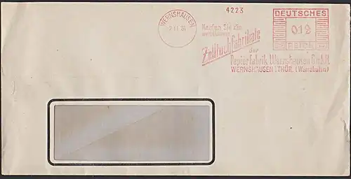 Wernshausen 1934 'Kaufen Sie die Zelltuchfabrikate' Papierfabrikate DR AFS =012=