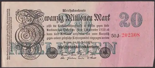 Reichsbanknote 20 Millionen Mark, Ausgabe 25. Juli 1923, Serie 50J