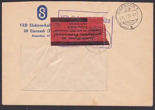 ZKD-Brief Eisenach Elektroschaltgeräte roter Zettel Kontrolle ZKD 7