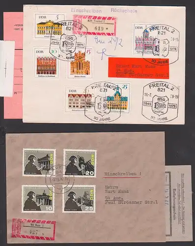 Kloster Chorin, Alte Rathaus Potsdam, Nationale Volksarmee, DDR kpl. Ausgaben 4 Briefe teils mit Einlieferungsschein
