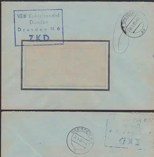 carbon DDR ZKD Brief KSt. VEB Kohlehandel Dresden 1963 KSt blau statt violett!