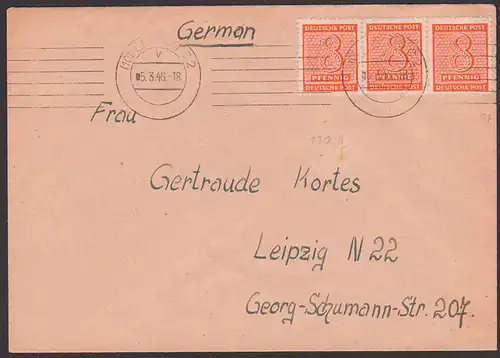SBZ 130(3), 8 Pf. Ziffer MWSt. Leipzig 5.3.46 Abs. Quarantänelager 106er Kaserne