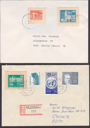 GA-Ausschnitte der DDR auf Auslandsbrief bzw. R-Bf in MiF mit 1 M Ludwig van Beethoven aus Bl. 33 DDR 1631