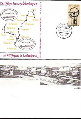 Eisenbahn Streckenjubiläum Zwickau - Falkenstein 1985 Karte railway