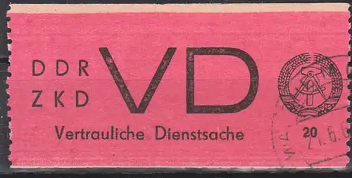 Waldheim DDR ZKD D1 Vertrauliche Dienstsache Aufkleber OSt. 21.6.65