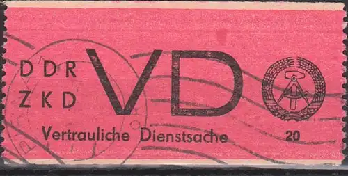 Pirna DDR ZKD D1 Vertrauliche Dienstsache Aufkleber Wellenstempel