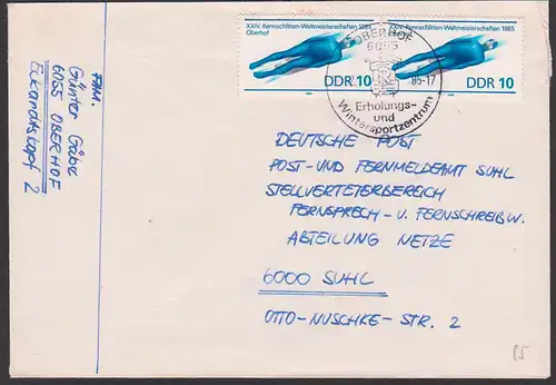 Germany Rodel Bob Rennschlitten-WM 1985 Oberhof DDR, "R" Rennsteiglogo