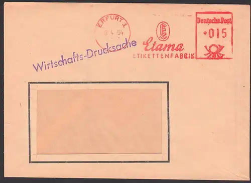 Erfurt ETAMA Etikettenfabrik 8.4.64 Wirtschaftsdrucksache