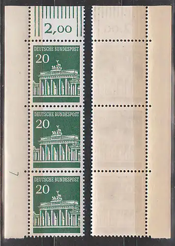 Druckerzeichen 20 Pf. Brandenburger Tor postfrisch BRD 507 DZ 7