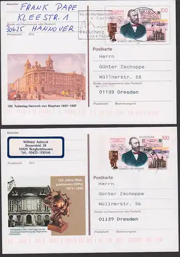 Germany PSo 49, 58 Berlin Reichspostmuseum, Ständehaus und UPU-Denkmal, Heinrich von Stephan, 2 Karten