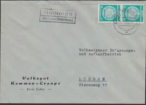 Kemmen üb. Calau (Niederlausitz) PSSt. Dienstpostbrief Volksgut Kemmen - Craupe
