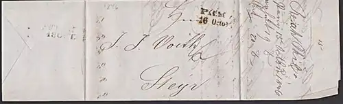 Prag 16 Octob 1846 nach Steyer Zeilenstempel Praha, Altbrief  mit Inhaltstext