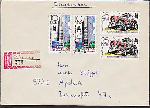 DDR 2498-2499 E-Brief Karl-Marx-Uni Traktor ZT 303 portogenau Landwirtschaft