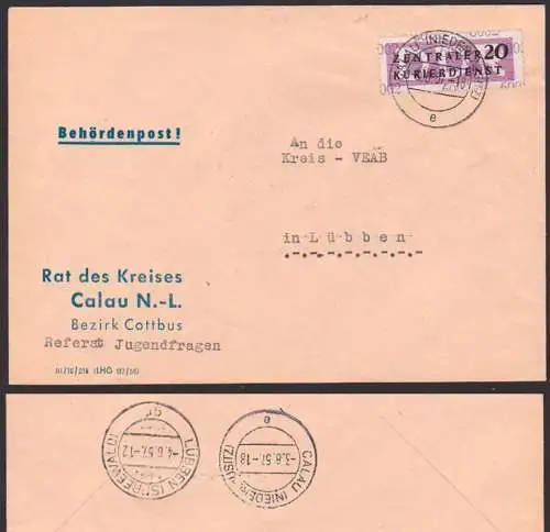 DDR ZKD B11(6002) Kreisaufdruck CALAU (Niderlausitz) Behödenpost Rat des Kreises, Germany East