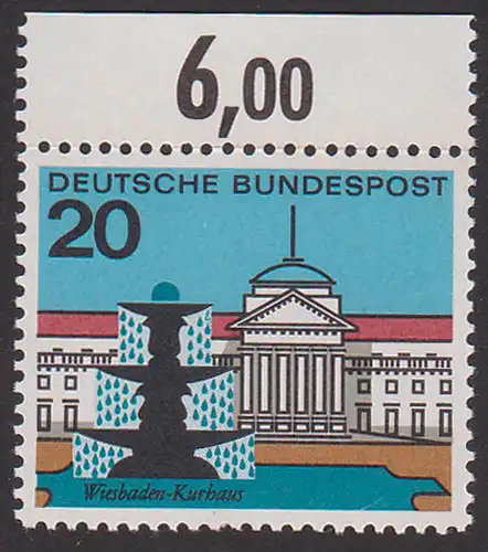 Wiesbaden 20 Pfg. mit PF "Wassertropfen mit Haken" BRD 420 I postfrisch