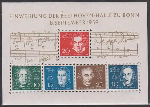 Beethoven Einweihung der Halle in Bonn BRD Block 2, postfrisch , Georg Friedrich Händel, Joseph Haidn