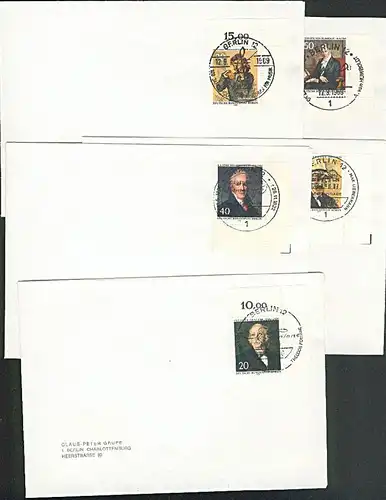 Berlin (West) Germany 5 FDC 346 - 347 Theodor Fontane Alexander von Humboldt Max Liebermann