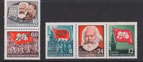 Karl Marx Zusammendrucke aus Block DDR **, Karl-Marx-Jahr 1953, Friedrich Engels Berlin Stalinallee