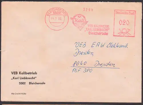 Bleicherode AFS 14.1.86 VEB Kalibetrieb "Karl Liebknecht" Bergbau montan